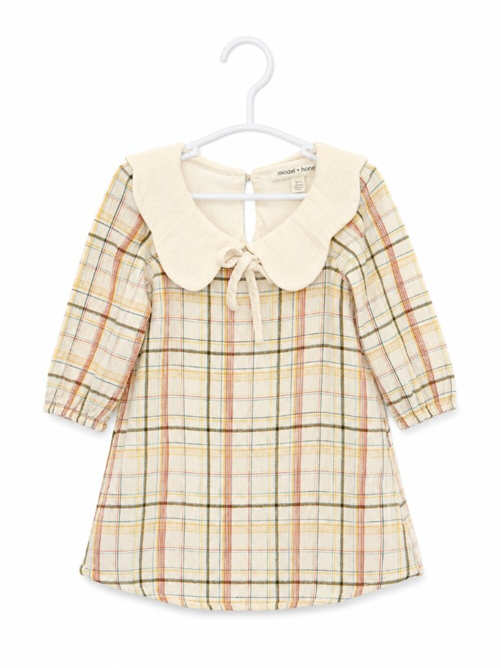 Mabel + Honey Cotton Plaid Peter Pan Collar Dress 3T Fall Thanksgiving